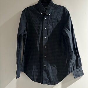 Lauren Ralph Lauren Mens Classic Fit Non Iron Plaid Dress Shirt Navy Green 15.5